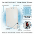 Radiador Panel Cerámico de Bajo Consumo Qualiti Caro Inverno RC-CI10PP 1000W Piso y Pared